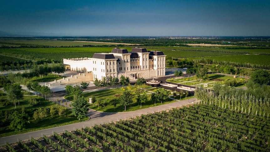 The French-style chateau at a winery in Ningxia on the edge of the Gobi Desert