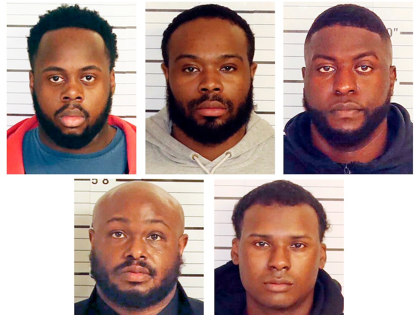 Mug shots of 5 men.