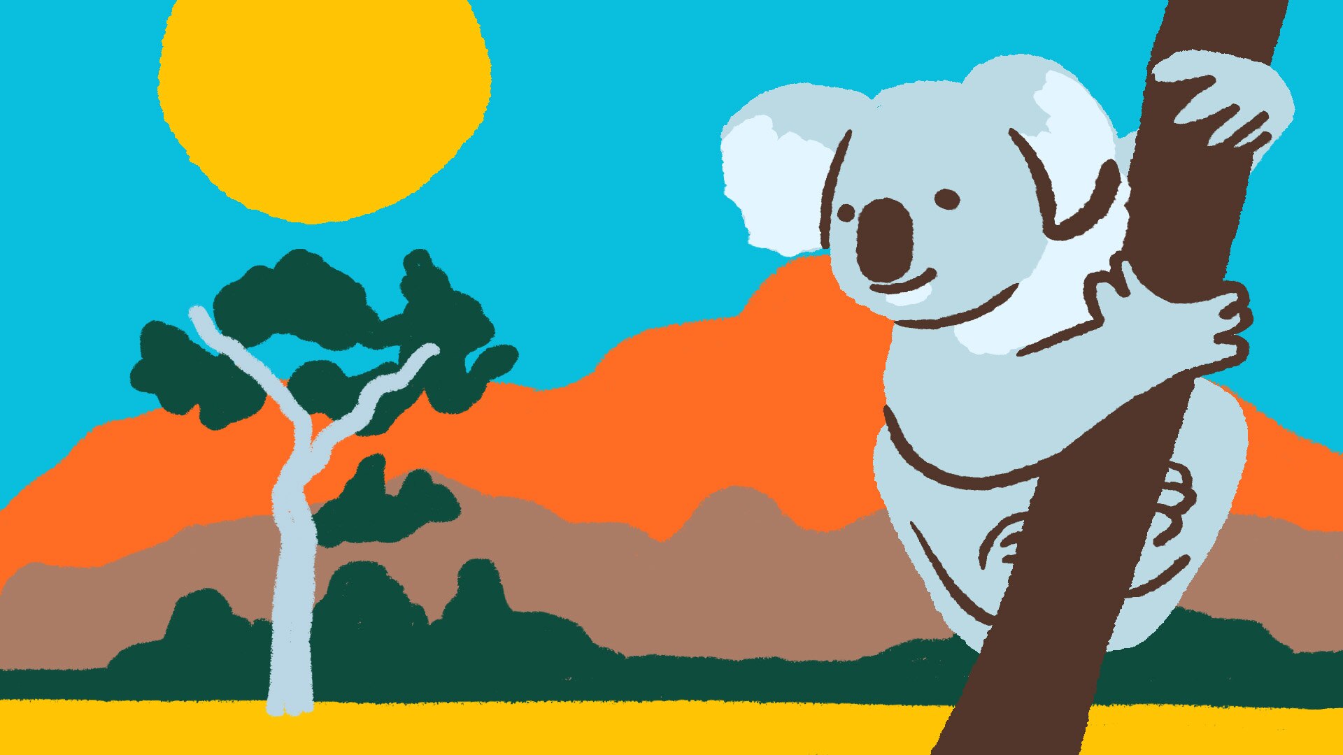 Graphic image of a koala in a tree