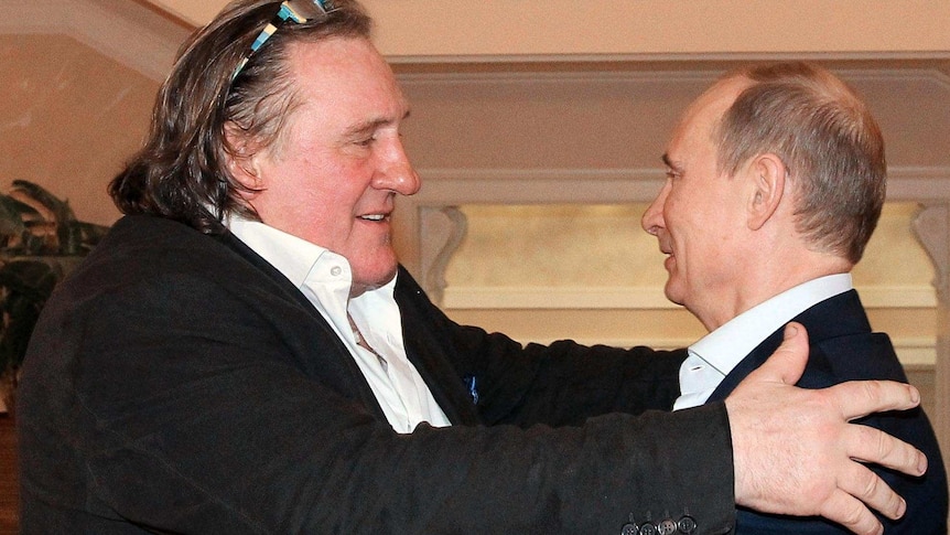 Gerard Depardieu and Vladimir Putin meet after Putin granted Depardieu Russian citizenship.