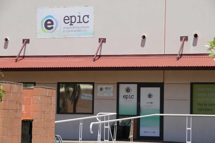 a sign reading 'epic' on a building