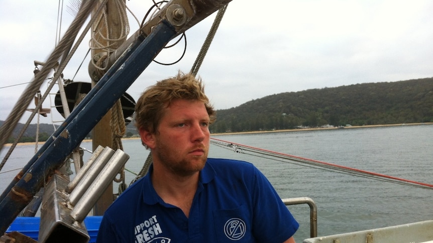 Fishermen Dane Van der Neut on his fishing boat.