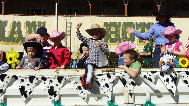 Truck float with children on board in the Labour Day parade in Barcaldine in central-west Queensland on May 7, 2012.