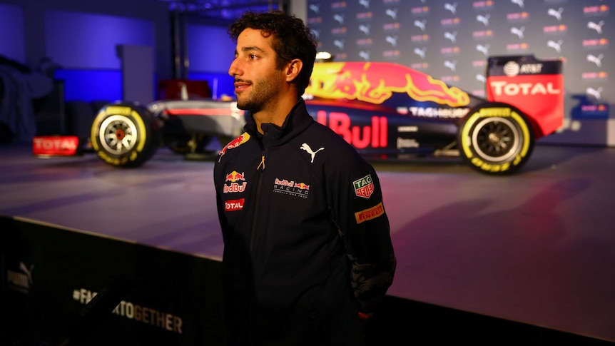 Australia's Daniel Ricciardo speaks to media at a Red Bull team launch event on February 17, 2016.