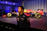 Australia's Daniel Ricciardo speaks to media at a Red Bull team launch event on February 17, 2016.
