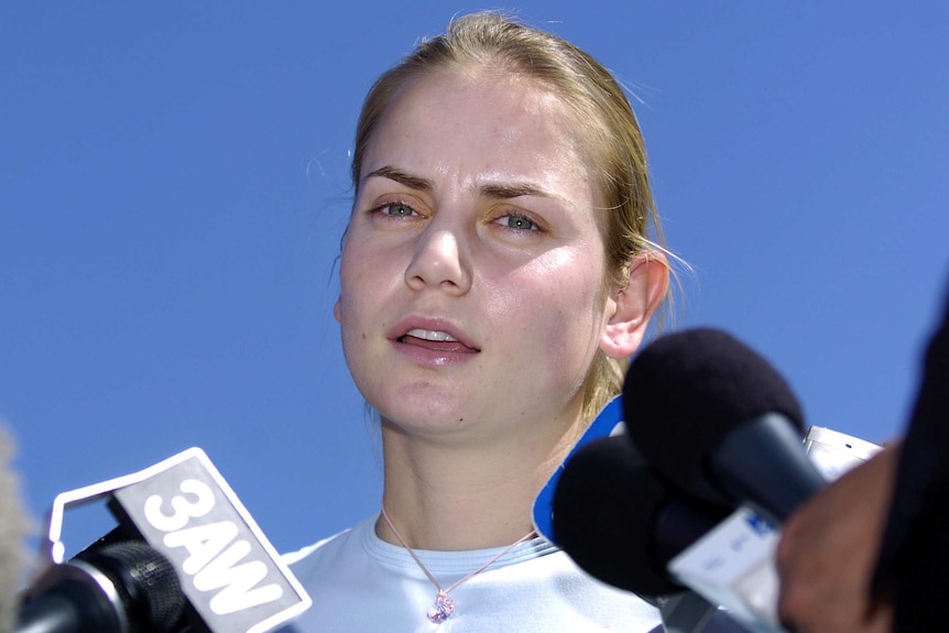 Jelena Dokic speaks to media in 2005