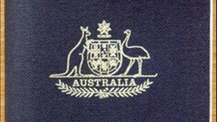 Close up of the front cover of an Australian passport