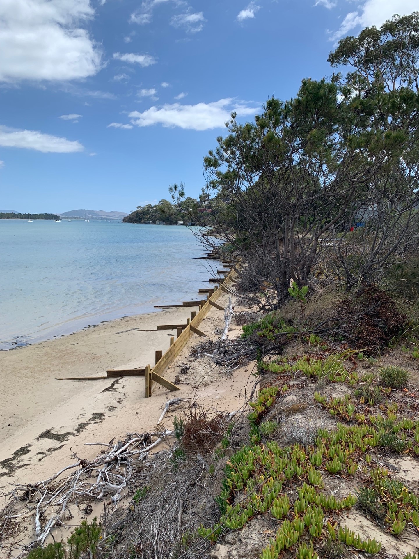 a coastal area where a wooden structure has been built