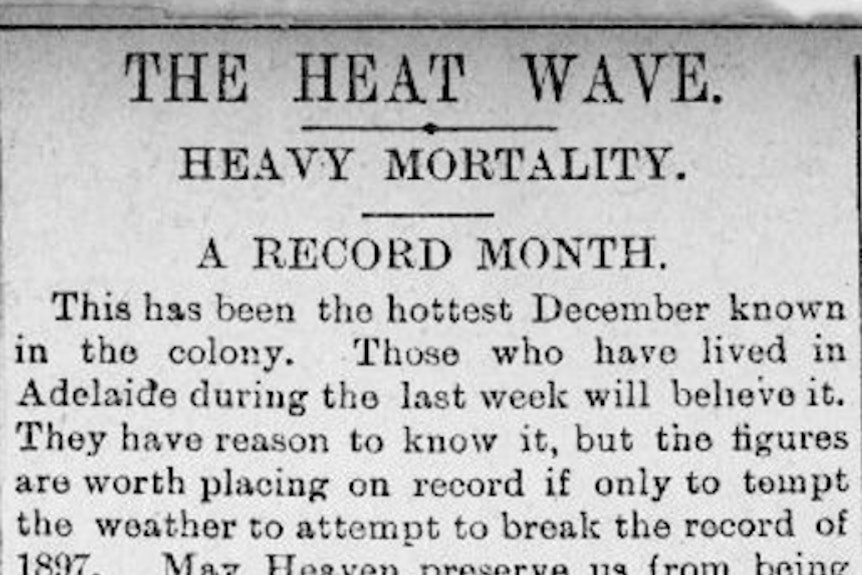 Newspaper clipping describing a heat wave