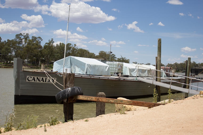 The ps Canally moored at the Morgan wharf.