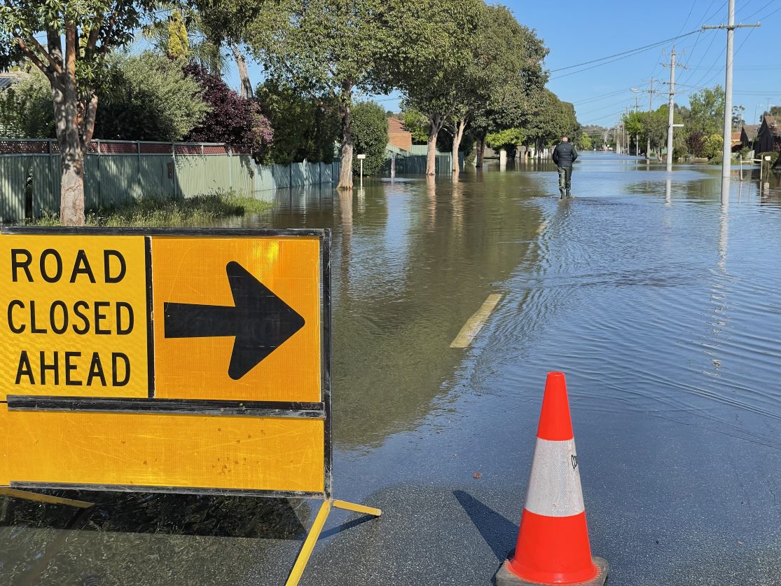 Road closure photograph accompanying the report · ABC News: Nicole Asher