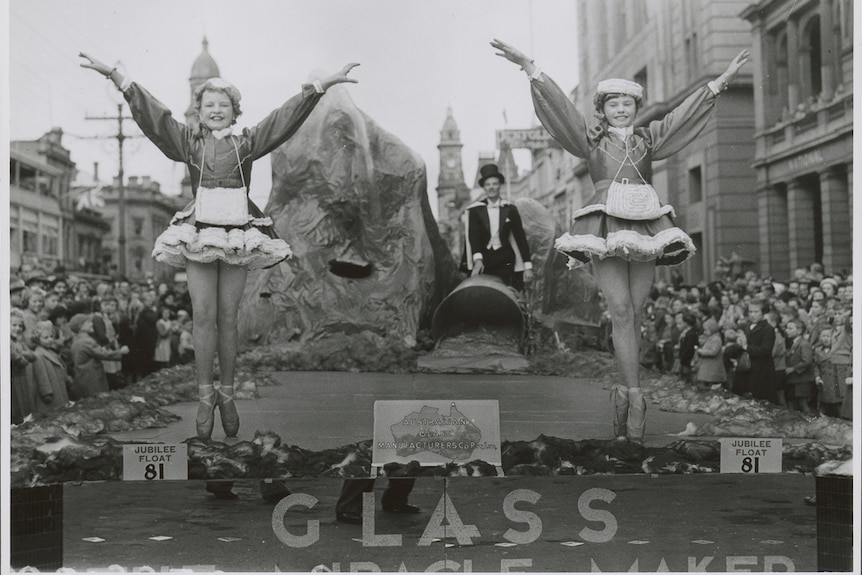 black and white image of two girls in 1951