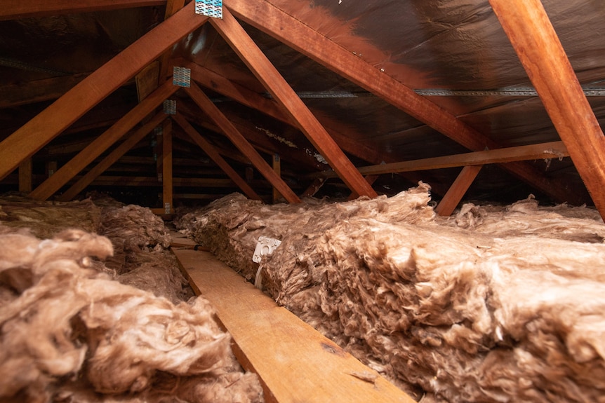 Insulation in a roof.