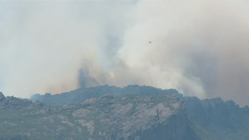 Crews battle a fire in the northern Grampians