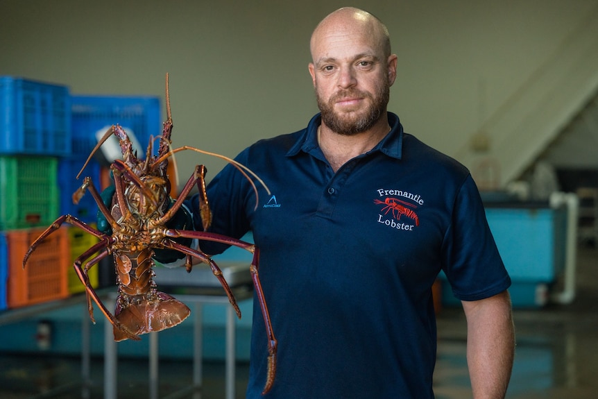 A man holding a lobster