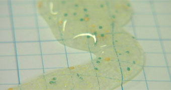 A close-up of microbeads as they appear in some beauty products