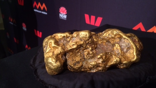 The 10.7 kilogram Maitland Bar Gold Nugget now on loan to the Australian Museum.