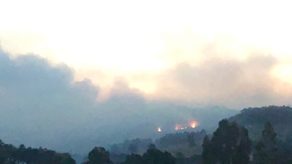 Fires burning in bush near Glen Huon.