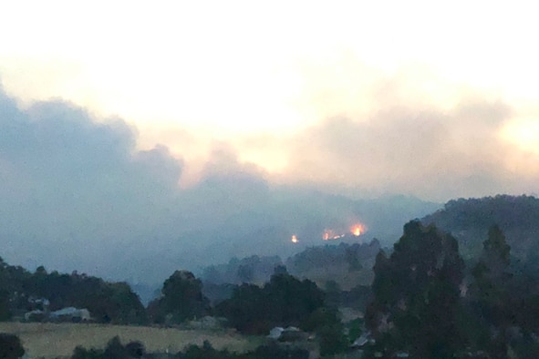 Fires burning in bush near Glen Huon.