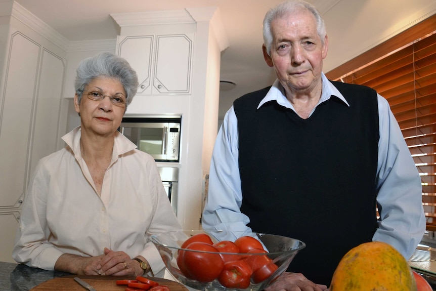 Brisbane fruit shop owners Tony and Doris in their kitchen.