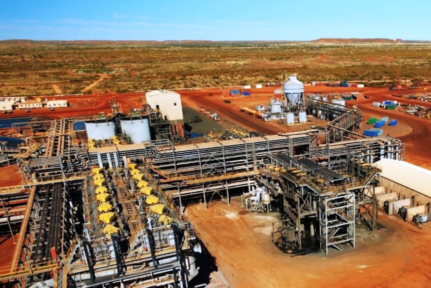 Aerial view of Telfer gold mine in Western Australia's Pilbara region.