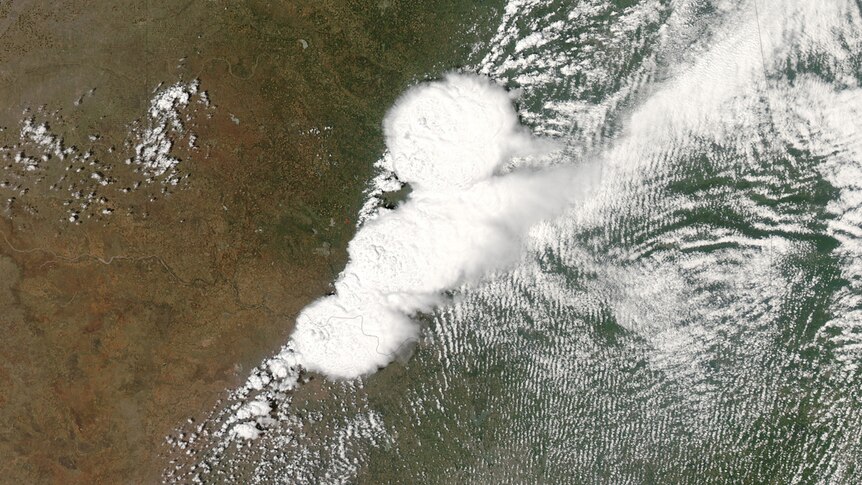 The storm system that generated a EF4 tornado in Moore, Oklahoma is pictured in a satellite image released by NASA.