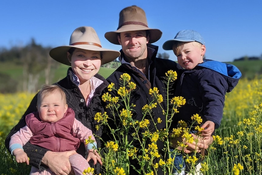 Photo of a family of two adults and two children