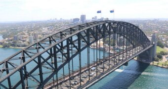 An aerial image of the Sydney Harbour Bridge