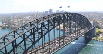 An aerial image of the Sydney Harbour Bridge