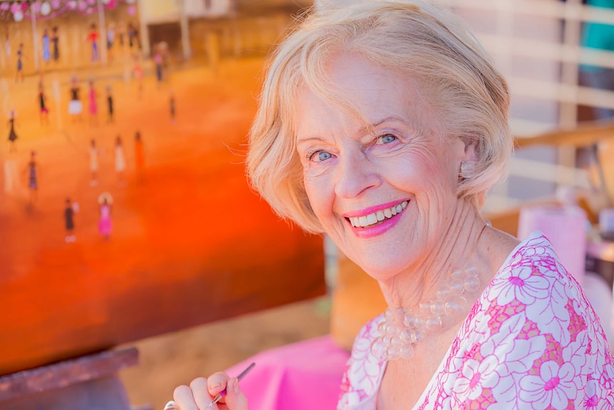 Dame Quentin Bryce smiles at the camera, dressed in pink for the 2017 Channel Country Ladies Day.