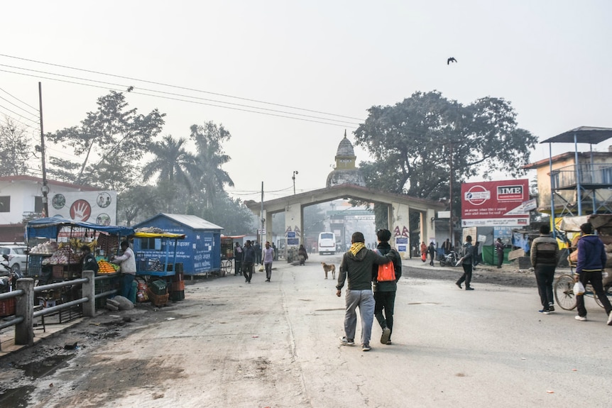 An archway to India from the Nepal border.