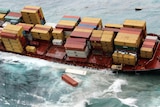 Containers from Rena fall into the sea