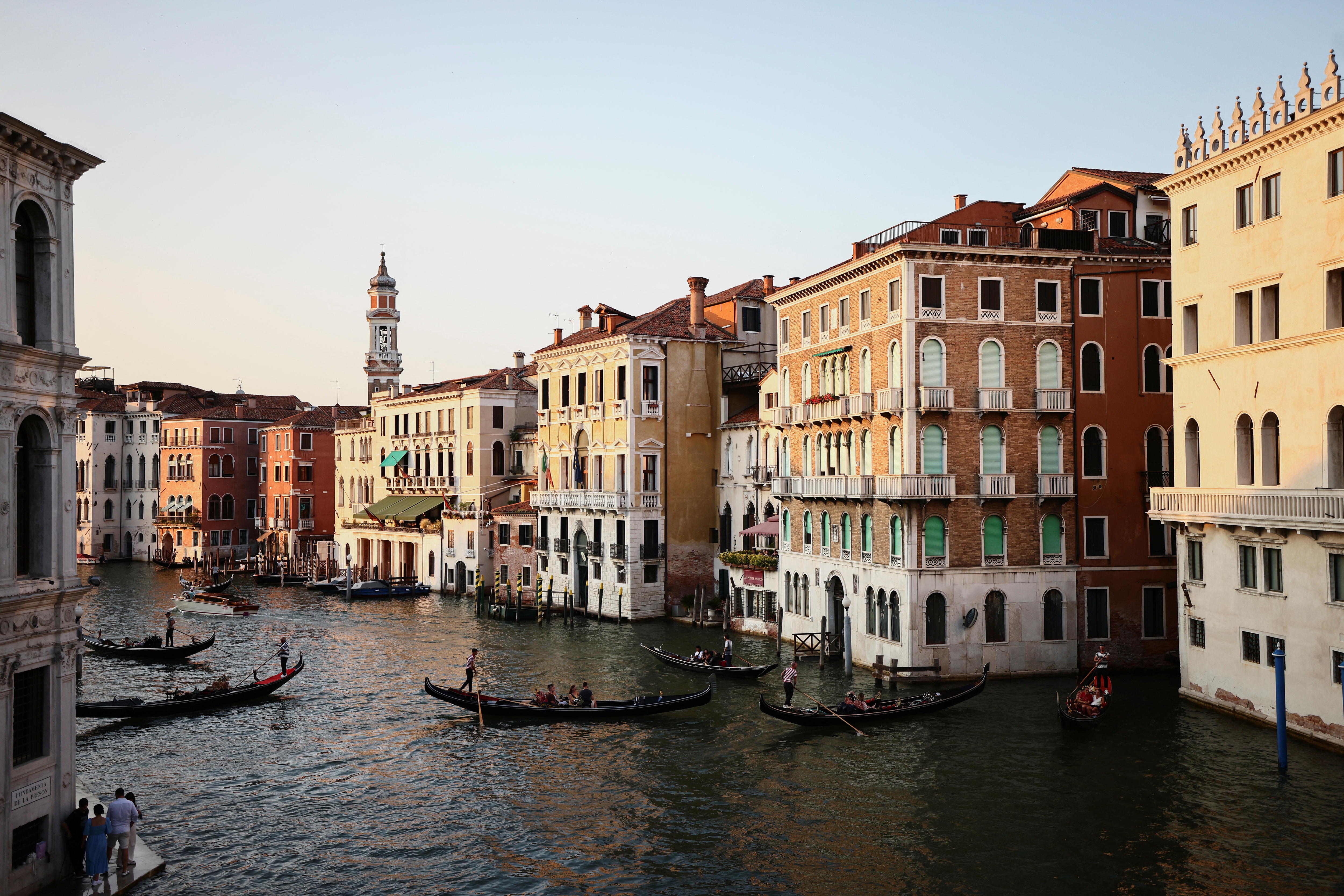 Goldolas in a canal.