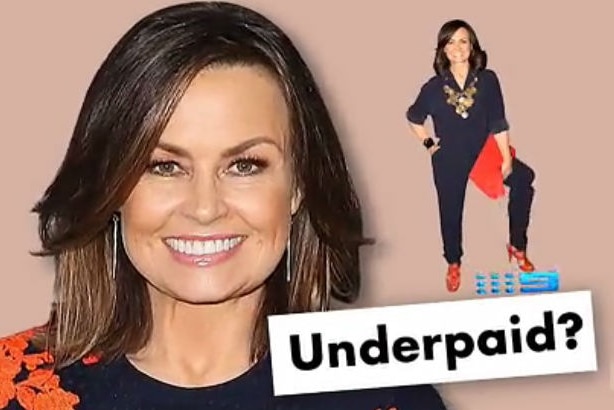 Screenshot of Media Bites graphic featuring images of Lisa Wilkinson and word 'underpaid?'