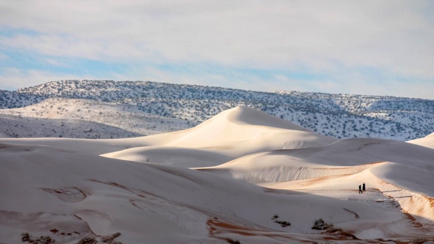 Snow on the Sahara Desert