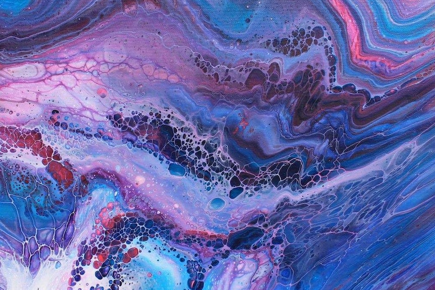 Purple, blue and pink abstract painting