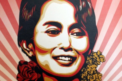 File photo: Shepard Fairey's work which depicts Aung San Suu Kyi (AFP/Getty Images: Mark Ralston)