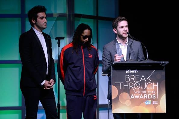 Colin Kroll, right, onstage with rapper Lil Jon.