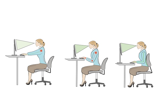 Illustration showing sitting posture at a desk