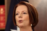 Julia Gillard talks to the media in Melbourne