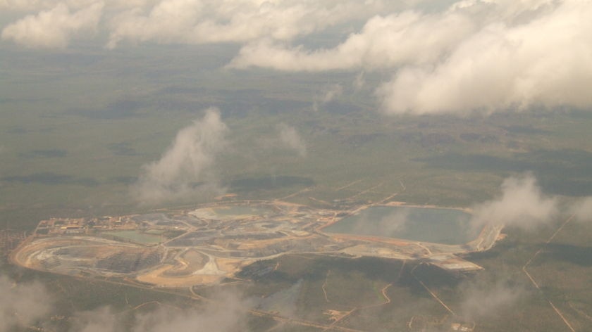 Aerial shot of a uranium mine at Jabiru in the Northern Territory