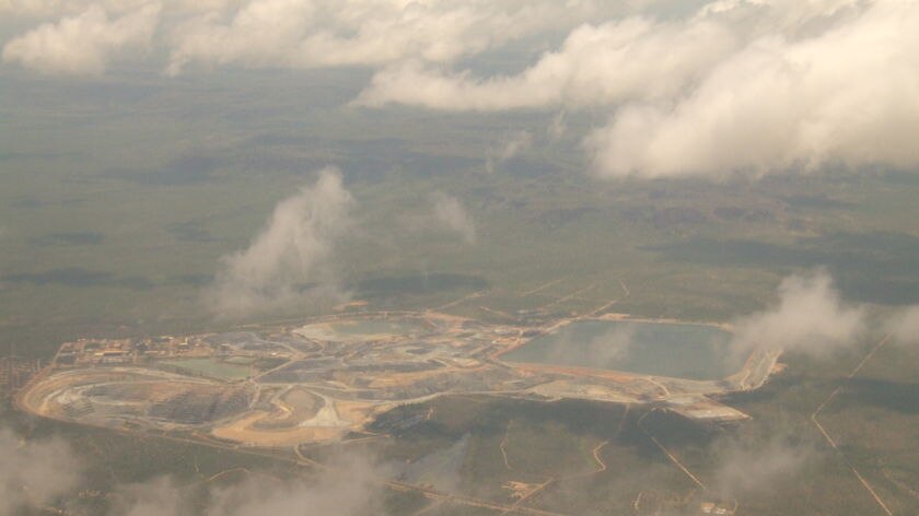 Aerial shot of uranium mine, Energy Resources Australia, Jabiru, NT, December 2008