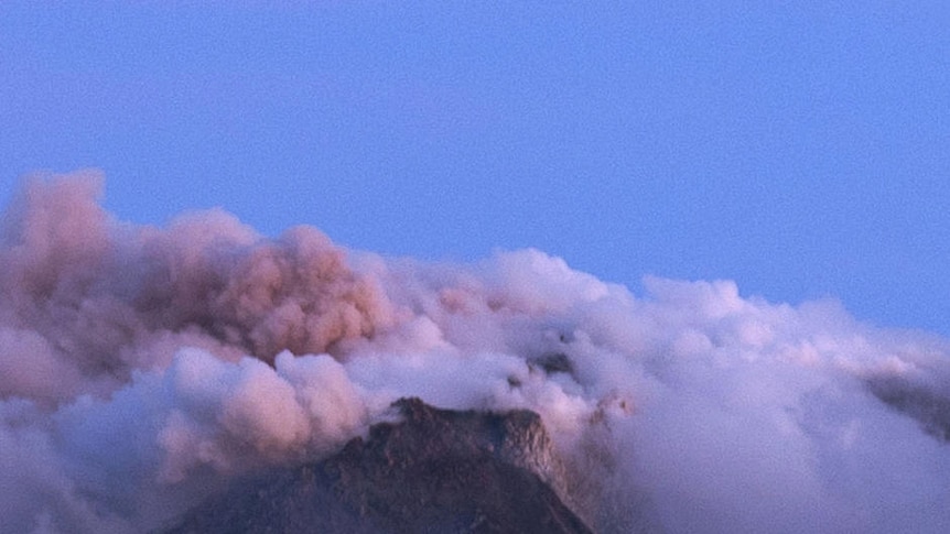 Mount Merapi emits smoke