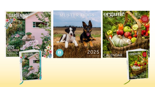 ABC 2025 calendars and diaries from Muster Dogs, Gardening Australia and Organic Gardener.