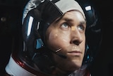 Mid-shot of Ryan Gosling as American astronaut Neil Armstrong in 2018 film First Man.