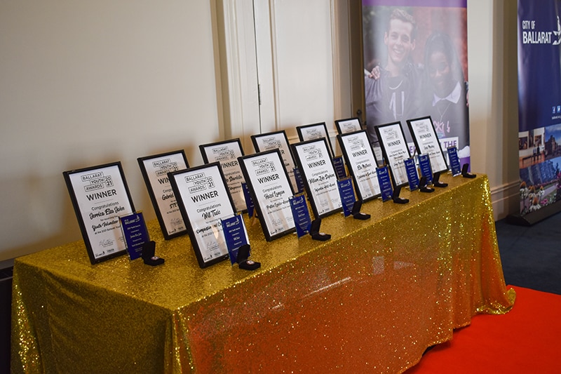 a line of plaques