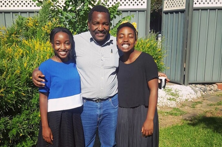 Blessing with her father Langton and her sister