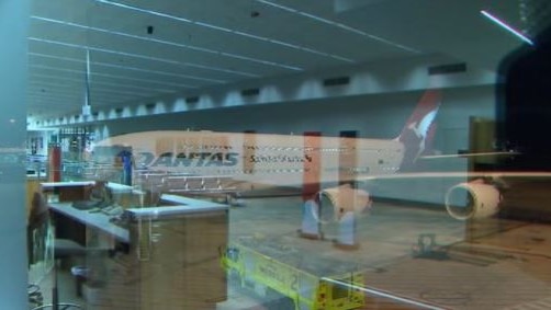 Diverted Qantas flight at Adelaide Airport