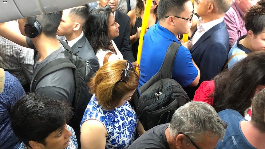 A train full of commuters.