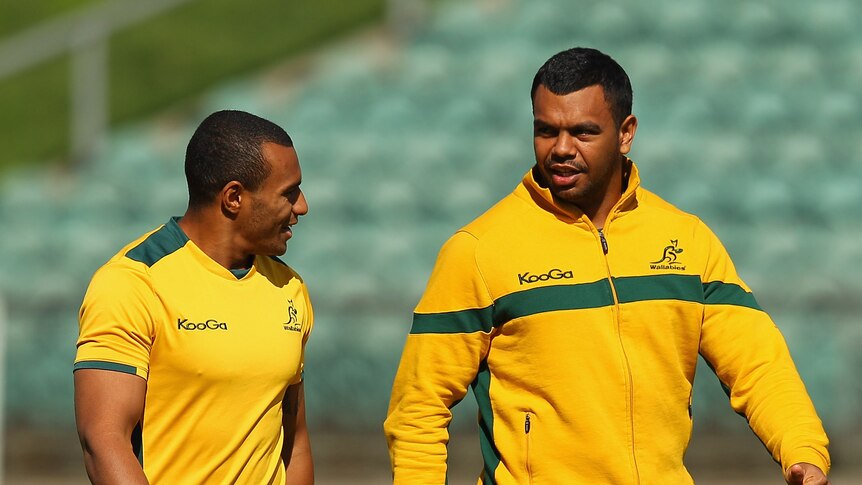 Kurtley Beale (R) has been bracketed with Adam Ashley-Cooper in case he cannot overcome his hamstring injury.